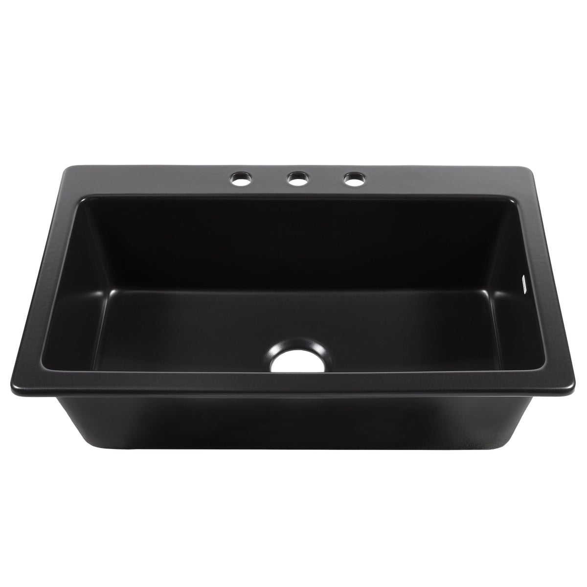 Sinkology Jackson Matte Black Fireclay Drop-In Kitchen Sink - 33 Inch Single Bowl - SureFire Fireclay Won't Chip, Crack, or Stain - 3-Hole - Sinkology Everyday Warranty - Fits 36 Inch Cabinet