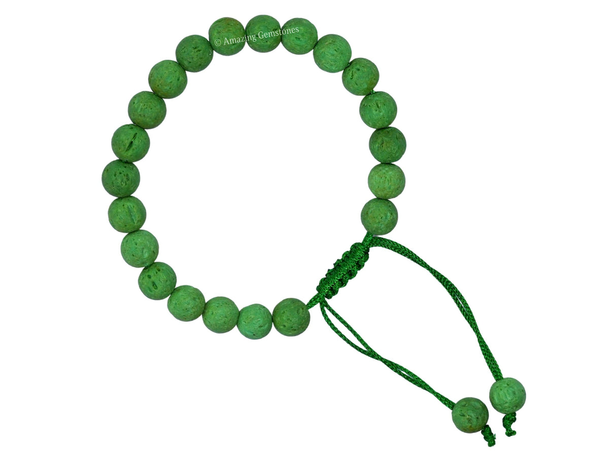 Amazing Gemstone Green Lava Bracelet, Gifts For Men & Women - Protection Healing Crystal Bracelet - 8mm Gemstone Beaded Adjustable Bracelet, Pulseras Para Hombres Mujer Stocking Stuffers