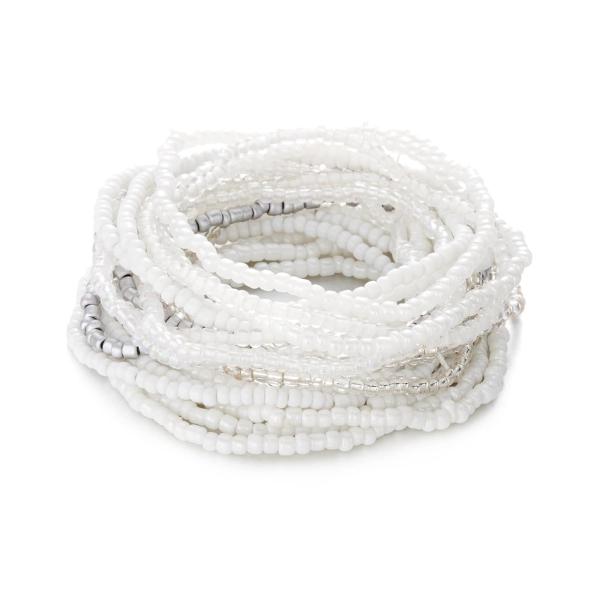 xuzhiyuan Boho Colorful Stackable Crystal Glass Beads Stretch Bracelets Multilayered Bracelets for Women Bohemian Jewelry-White 20pcs