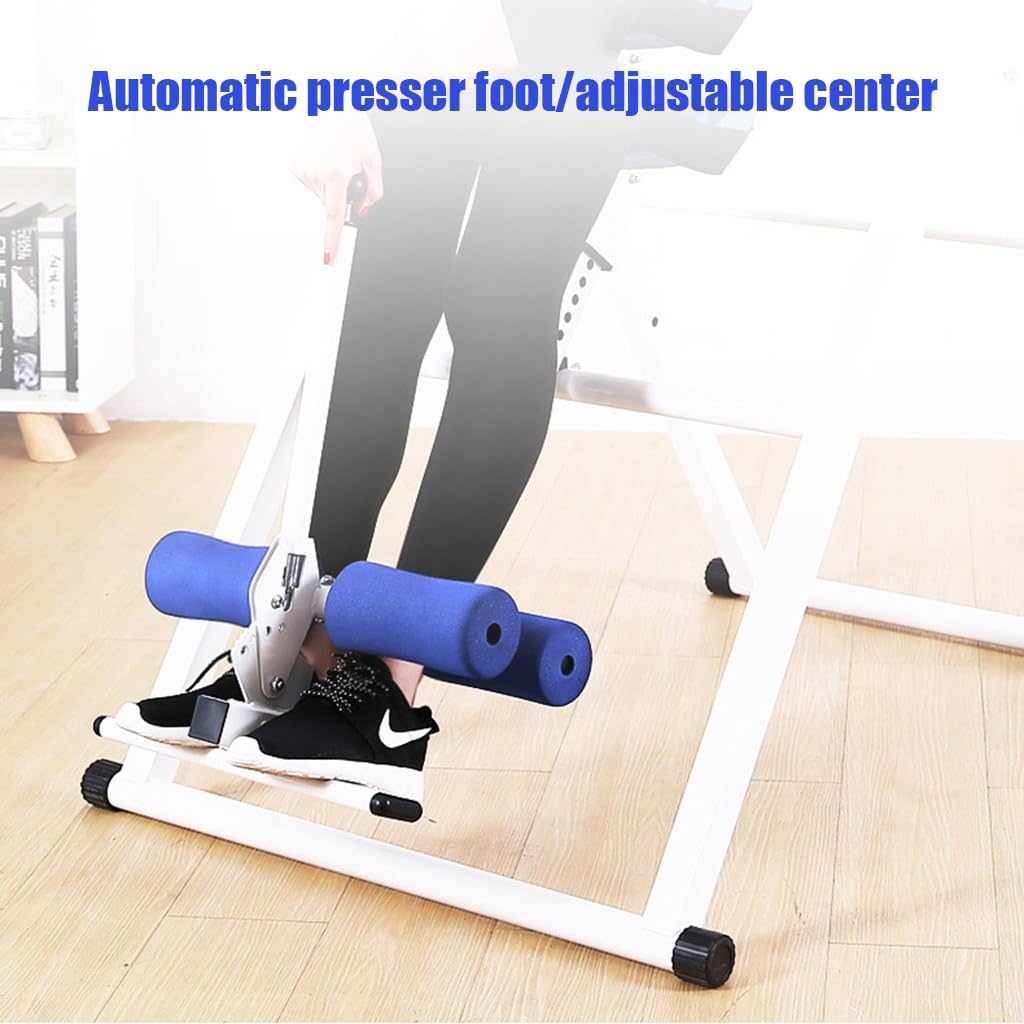 Gravity Heavy Duty Inversion Table with Headrest & Adjustable Protective Belt Back Stretcher Machine for Pain Relief Therapy (Color : Blue)