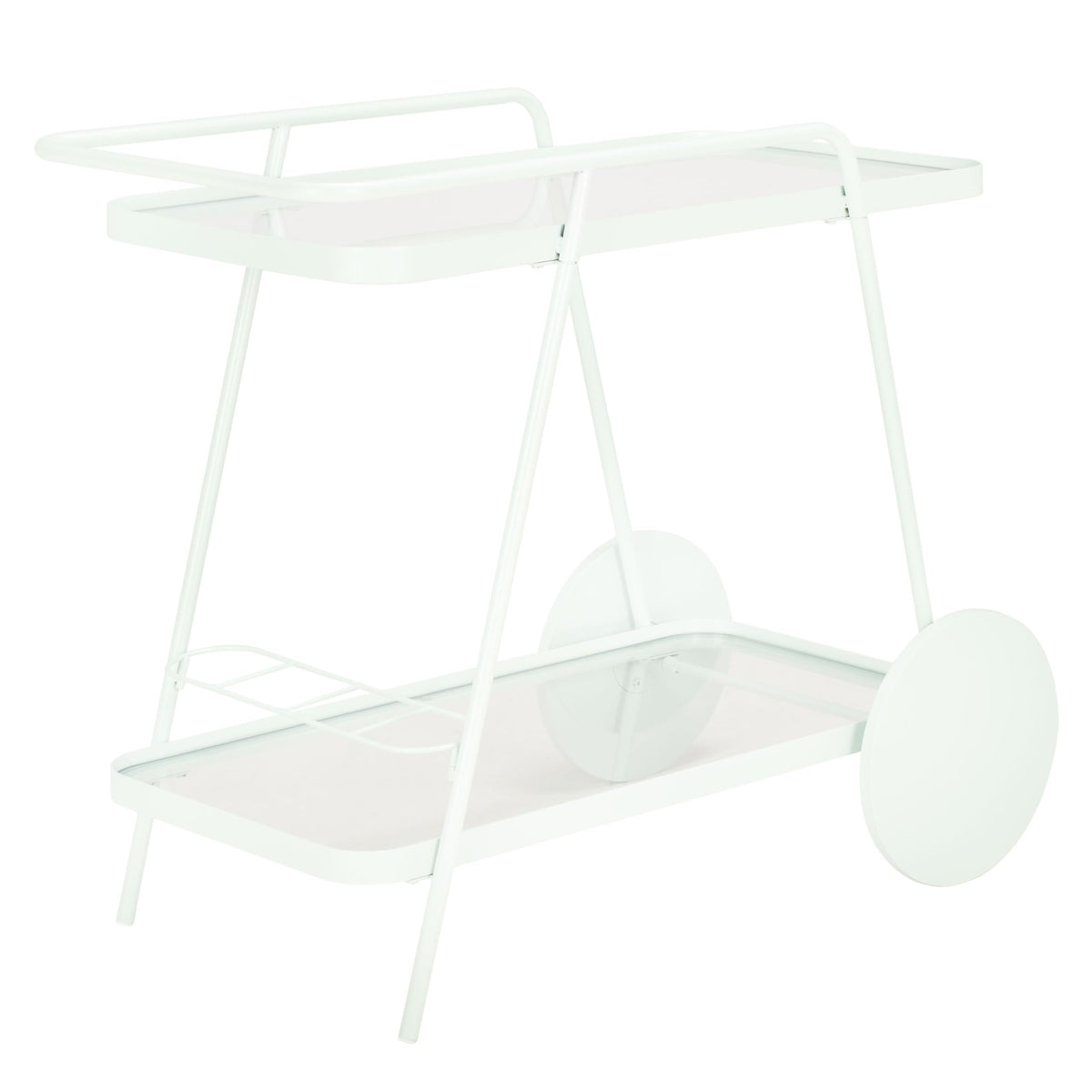 SAFAVIEH Home Collection Zunia Soft Mint & Clear Glass 2-Tier Kitchen Dining Bar Cart Trolly with Wheels