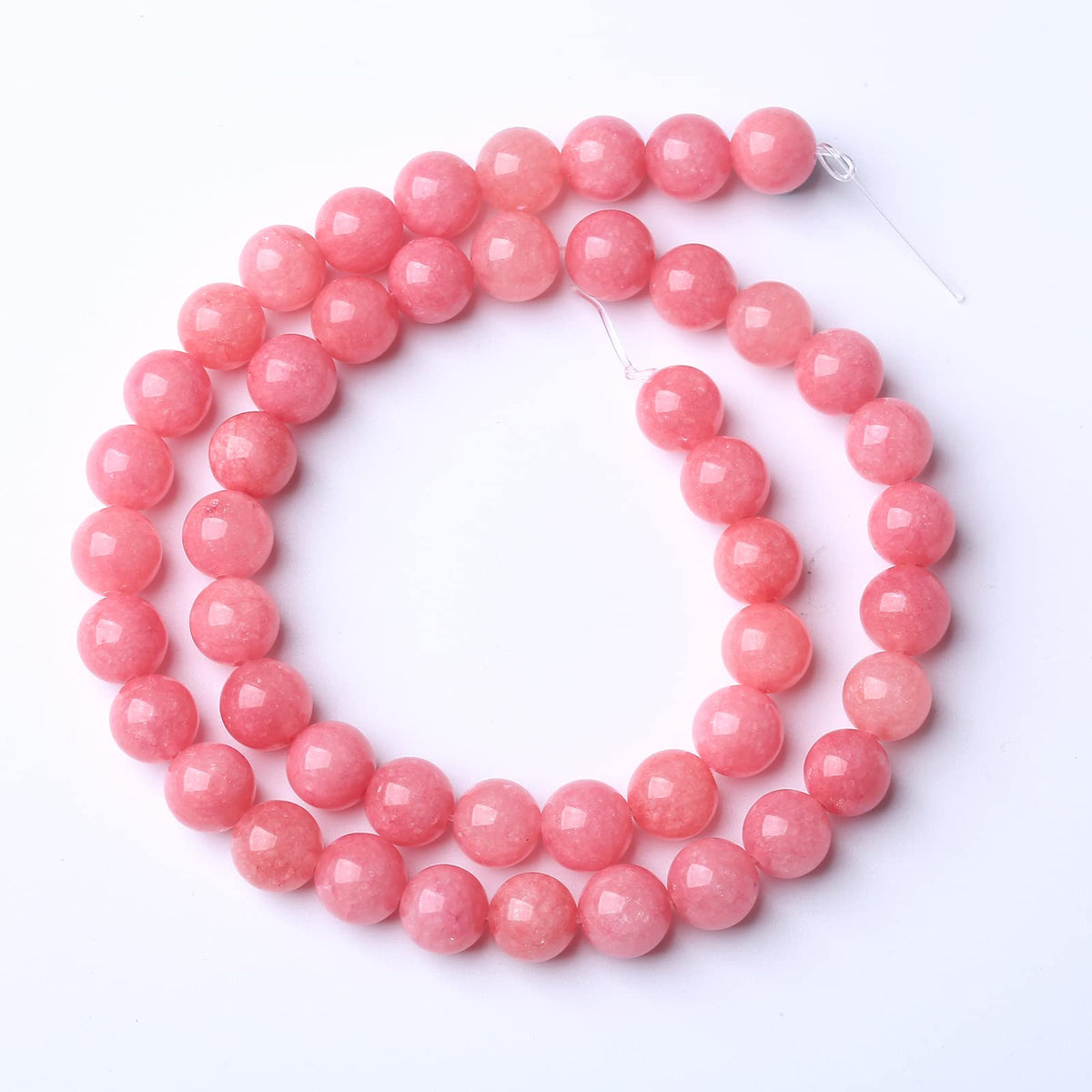 36pcs 10mm Natural Pink Jades Beads Rhodochrosite Chalcedony Round Beads for Jewelry Making DIY Bracelet Crystal Energy Healing Power Stone (10mm, Pink Chalcedony)