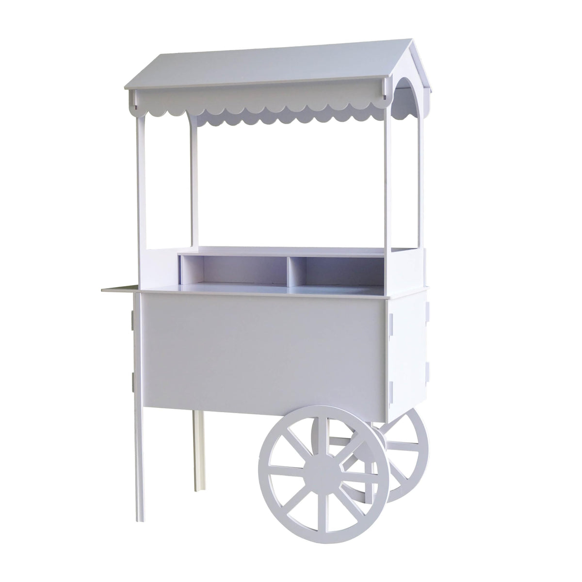 6 FT Tall Candy Cart with Shelf and Wheels for Candy and Dessert Display - Decoration for Parties, Weddings, Bar/Bat Mitzvah - Bar Cart - 24” x 46” x 72” in Carrito De Dulces para Fiestas