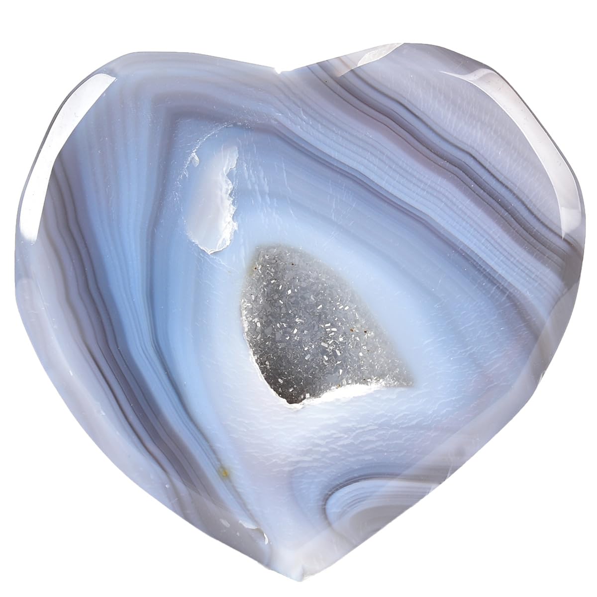 JIC Gem Large Heart Crystal Agate Geode Druzy Palm Worry Stone Reiki Crystals and Healing Stones 3.1-3.5"(80-90mm)