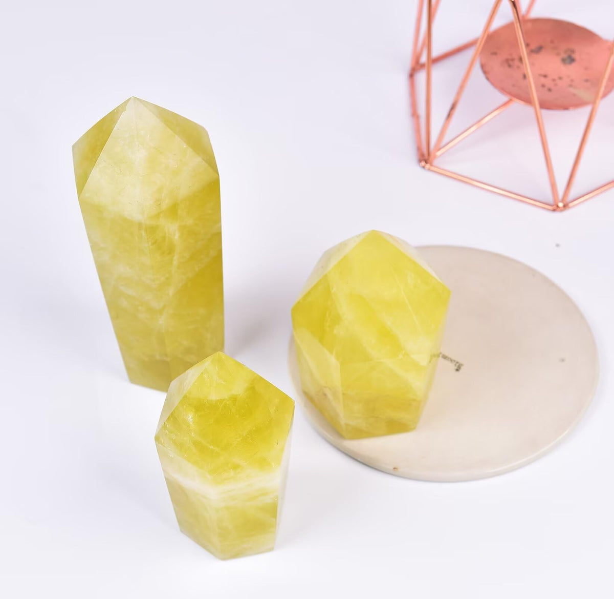 VIZYTOU Lemon Quartz Stone Tower Obelisk Large Healing Crystal Rock Point Wand Reiki Healing Meditation Stone 0.6-1.1 LBS