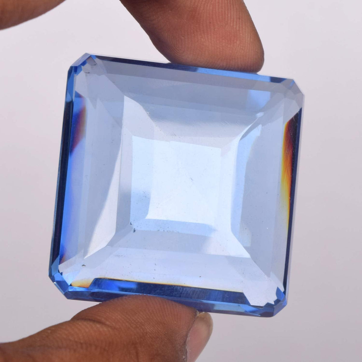 GEMHUB 123.35 Ct Brazilian Blue Topaz Square Shape Blue Topaz, Blue Topaz Loose Gemstone for Jewlery Making