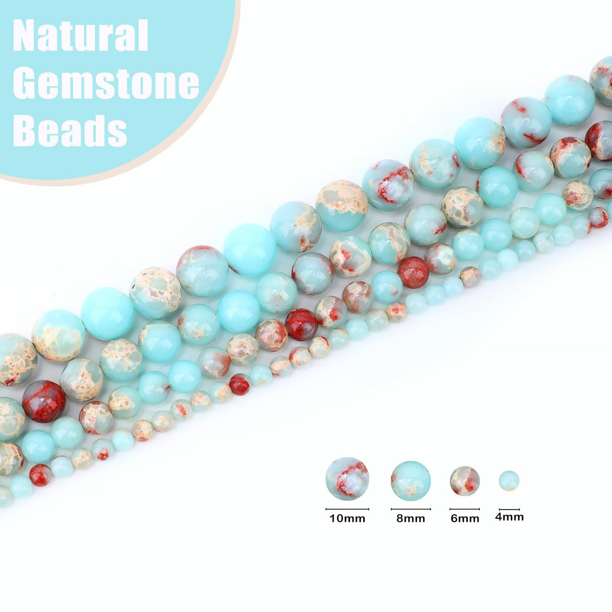 CMBYN Natural Stone Beads Round Genuine Real Stone Beading Strand Loose Gemstones DIY Smooth Bead for Bracelet Necklace Earrings Jewelry Making (Agalmatolite Jasper, 6mm 60 Pieces)
