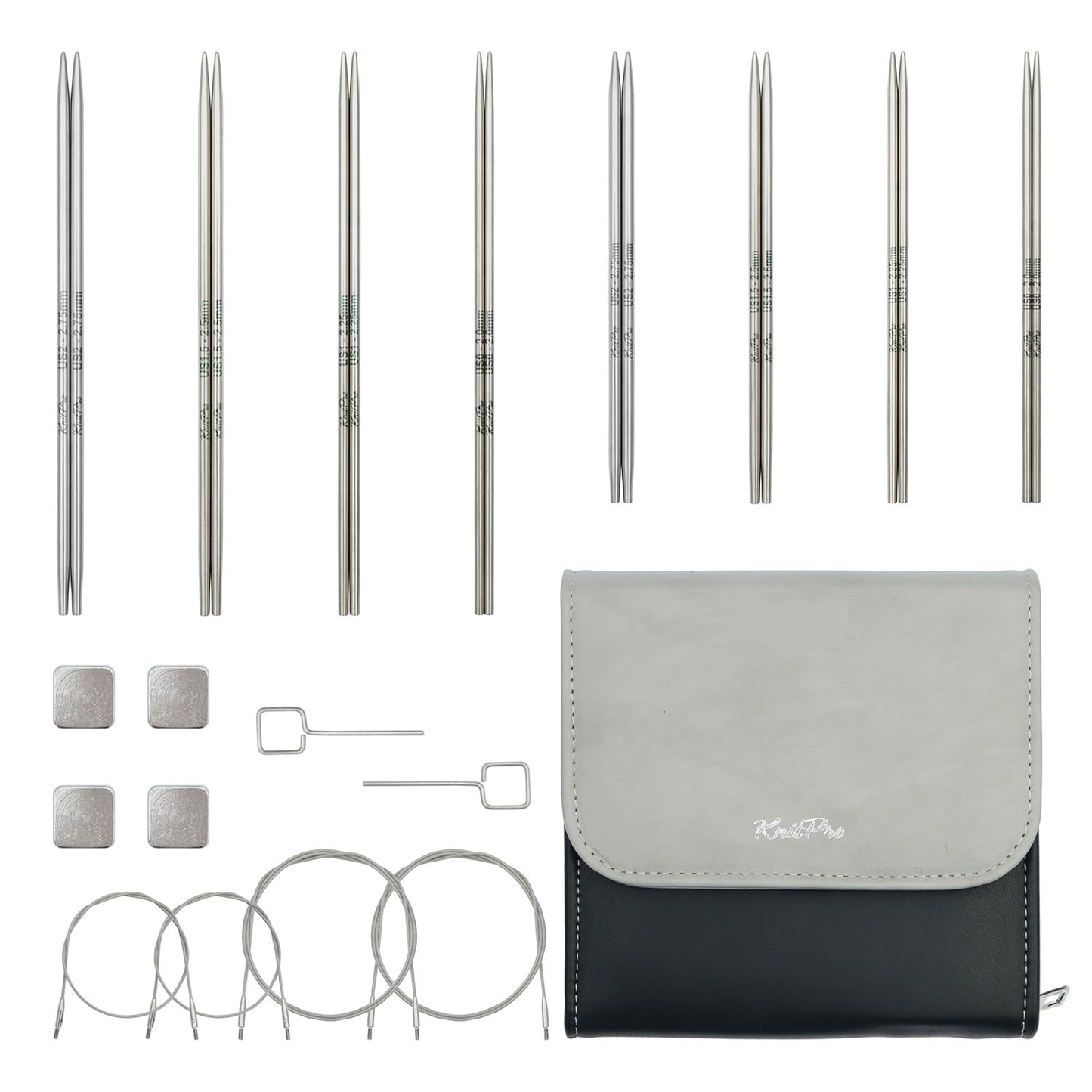 KnitPro Stelo Petite Midi Interchangeable Needle Set 4" (10cm) & 5" (12.5cm) | 4 US Sizes (0 to 2)