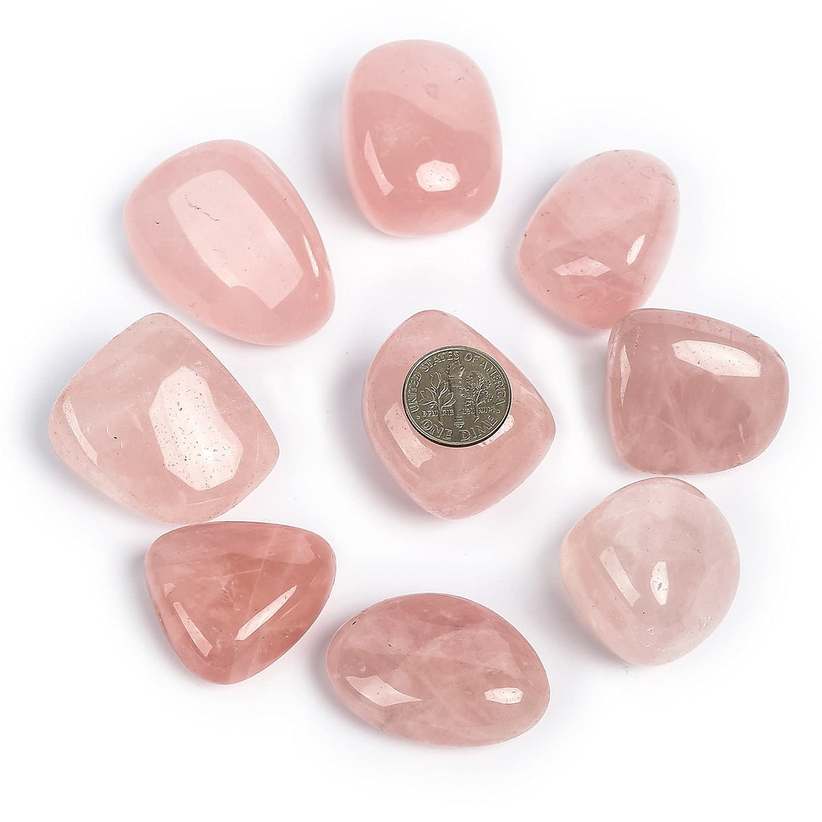 ZenQ 1/2 lb Tumbled Rose Quartz Stones for Wicca, Reiki, and Energy Crystal Healing, Natural Rose Quartz Crystal from Brazil