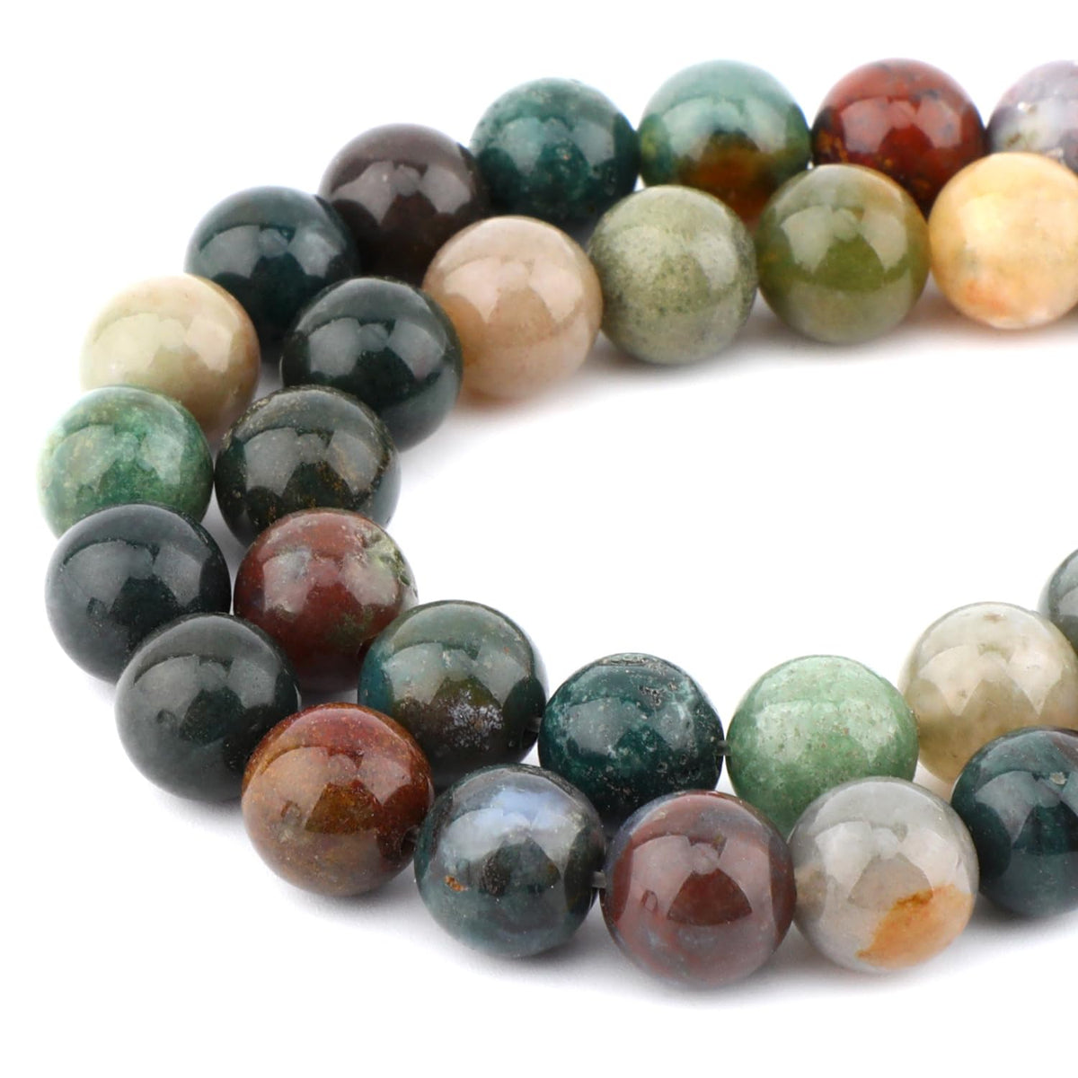 Bymitel 90 pcs Natural Genuine Real Round Loose Stone Beads Gemstone Spacers for Charm DIY Jewelry Making 15.5" per Strand 4mm (Indian Agate, 4mm)