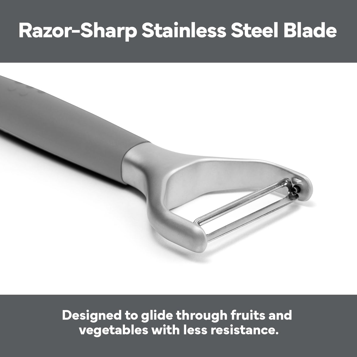 Misen Stainless Steel Vegetable Peeler - Dishwasher Safe Y Peeler - Easy to Use with Potatoes, Cabbage, Carrots, and More - Progessional Grade Kitchen Tool - Gray