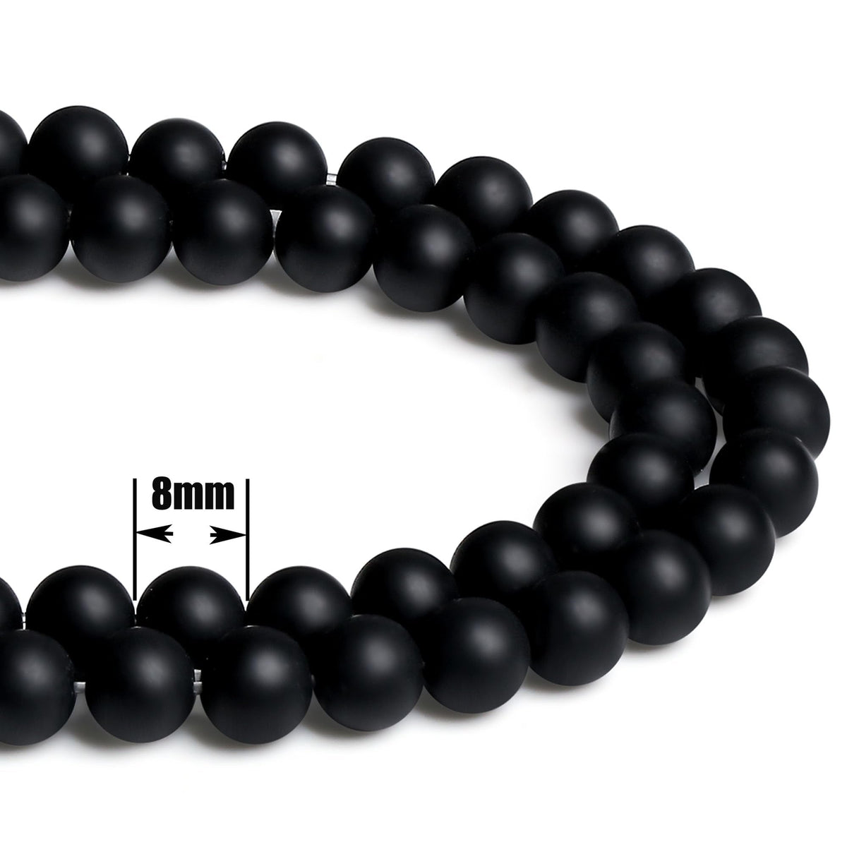 QINJIEJIE 100PCS Matte Black Obsidian Beads 8mm Natural Stone Beads Round Loose Gemstone Bead for Bracelet Beading Crystal Jewelry Making DIY Necklace Earrings 0.32"
