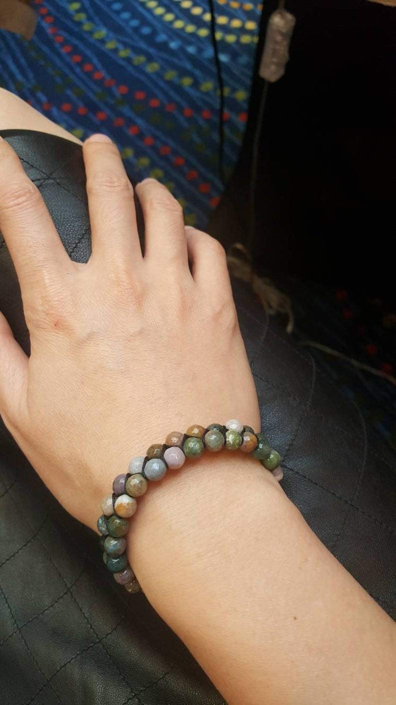 Echos Healing Stones Mens Bracelet – Natural Jade Bracelet for Women & Men, Genuine Jade Stone Jewelry for Good Luck & Prosperity | Handmade Adjustable Green Jade Bracelet (6mm)