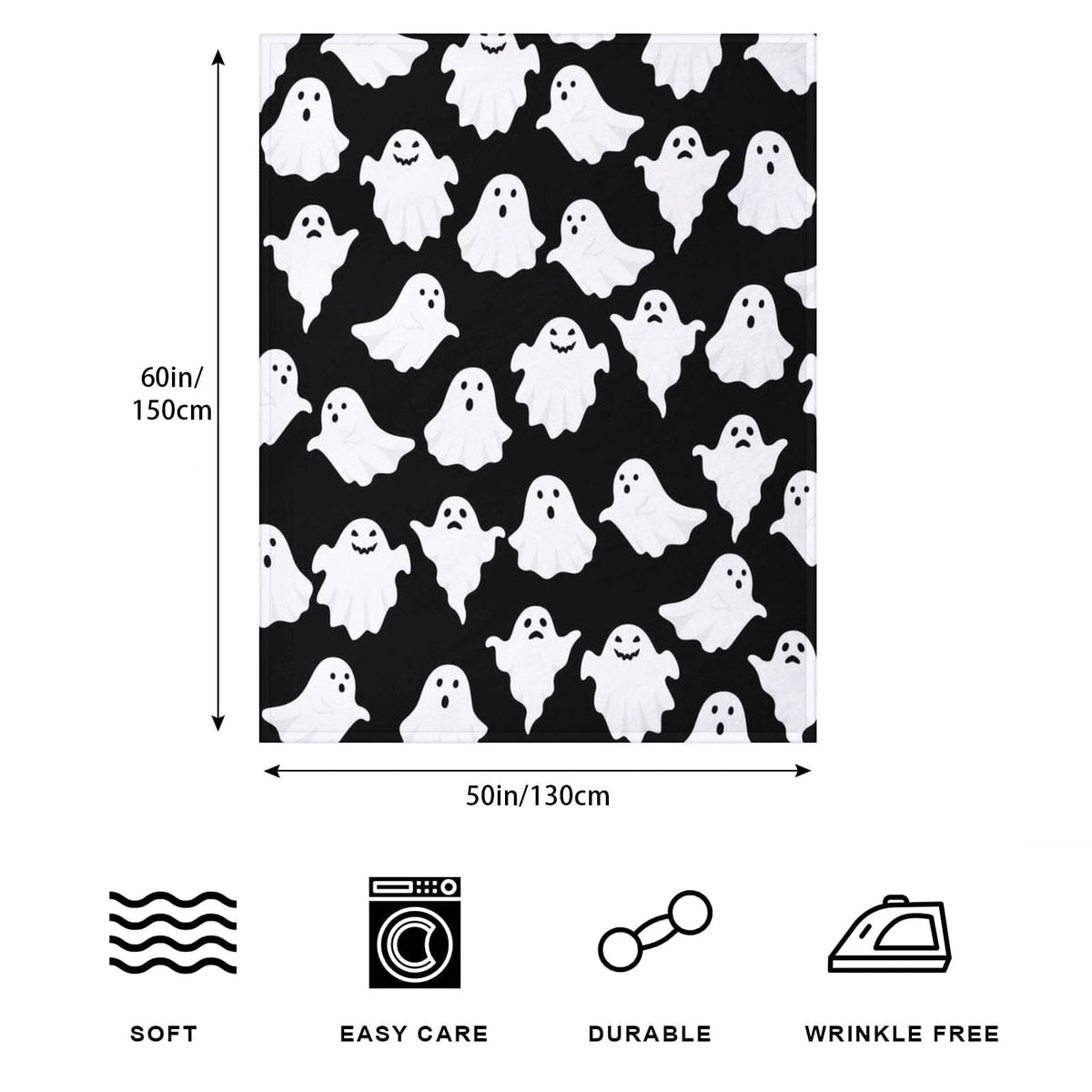 Halloween Ghost Throw Blanket Cute Funny Ghosts Blanket Soft Cozy Fuzzy Flannel Throw Blankets for Couch Bed Sofa Halloween Spooky Living Room Decor Boys Girls Blankets Gifts for All Season 50x60 Inch