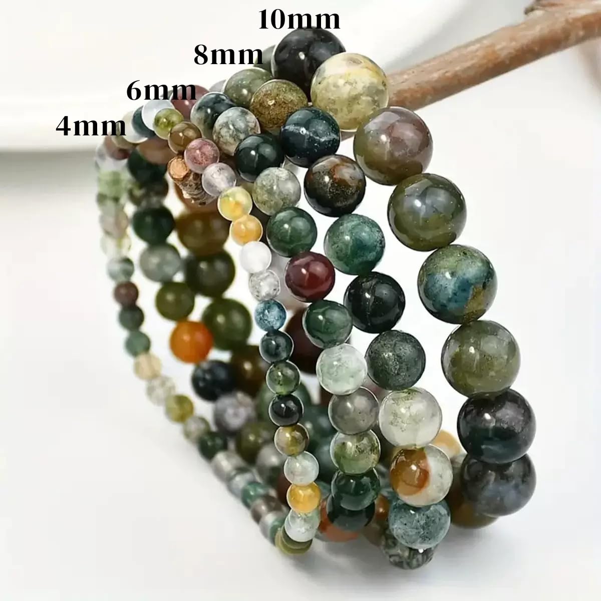 CHELYQST Indian Agate Bracelet - Stone of Peace and Being Healed,Stretch Natural Stone Crystal Beads Jewelry Gifts for Women Men Unisex Adult,4mm