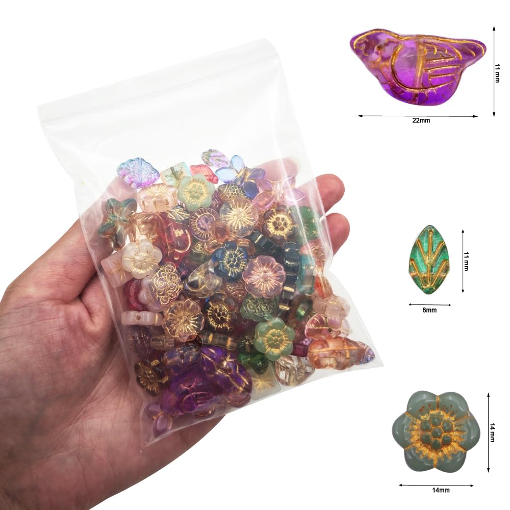 INSPIRELLE 100pcs Crystal Glass Beads Gold Tracing for Jewelry Bracelet Necklace Making Multi Shapes