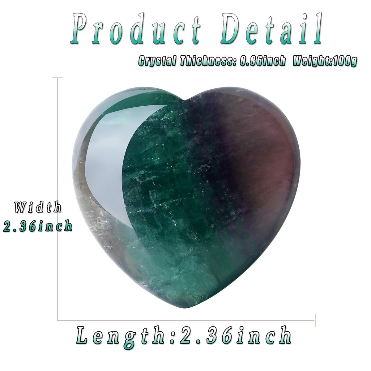 MAIBAOTA 60 mm Fluorite Crystal Healing Crystals Large Heart Love Stone Crystals and Healing Stones Heart Stone for Women Natural Reiki Gemstone Polished Heart Shaped Rocks Meditation