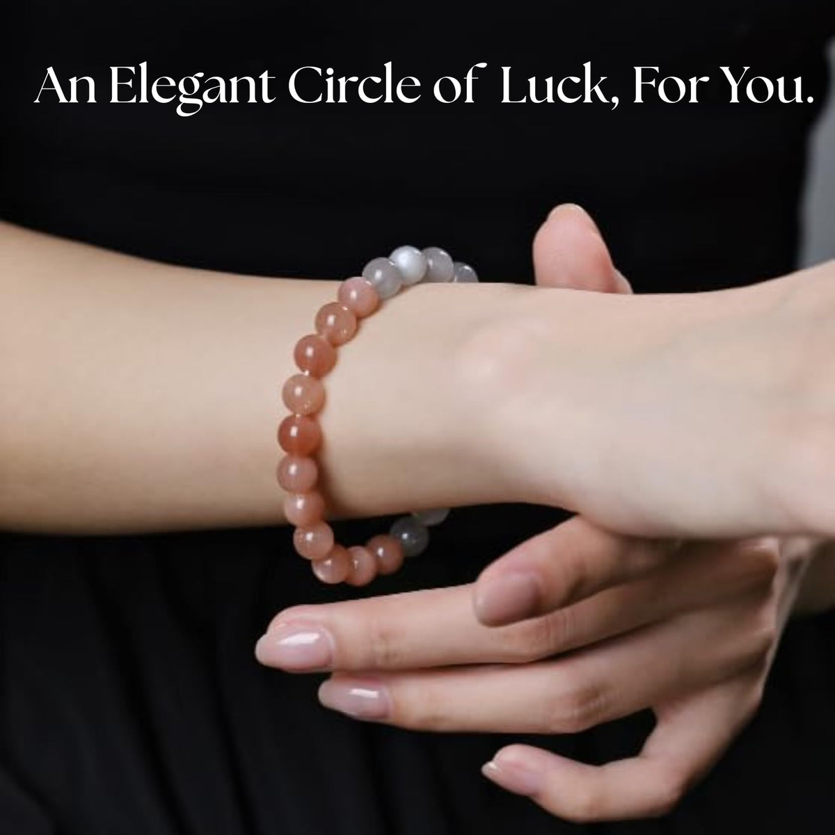 Atminafays 8MM Healing Crystal Bracelet - Sunstone & Moonstone | Natural Stone Balancing Energy Jewelry, Adjustable 6.5-8", Spiritual Gift