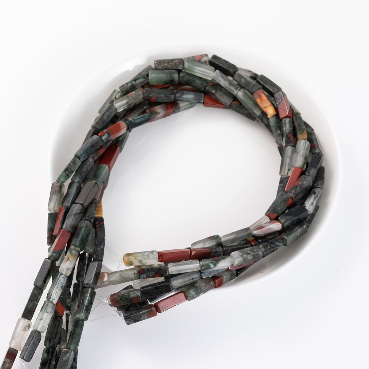 Natural Bloodstone Rectangle Tube Beads 4x13mm 38cm/str Loose Semi Gemstone Stone Beads for Making Bracelets Necklace Earrings