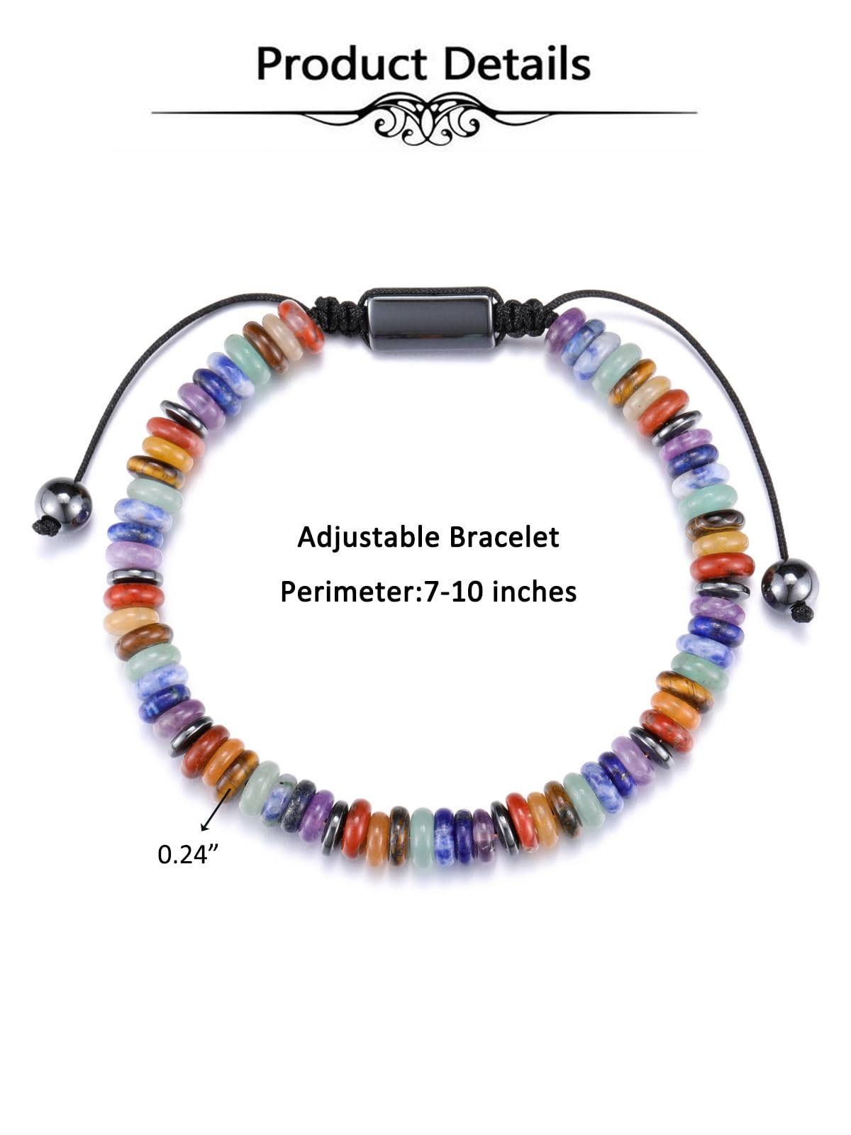 Top Plaza 7 Chakra Crystal Bracelet Natural Gemstone Beaded Yoga Meditation Bracelets Jewelry for Women Men Christmas Gifts