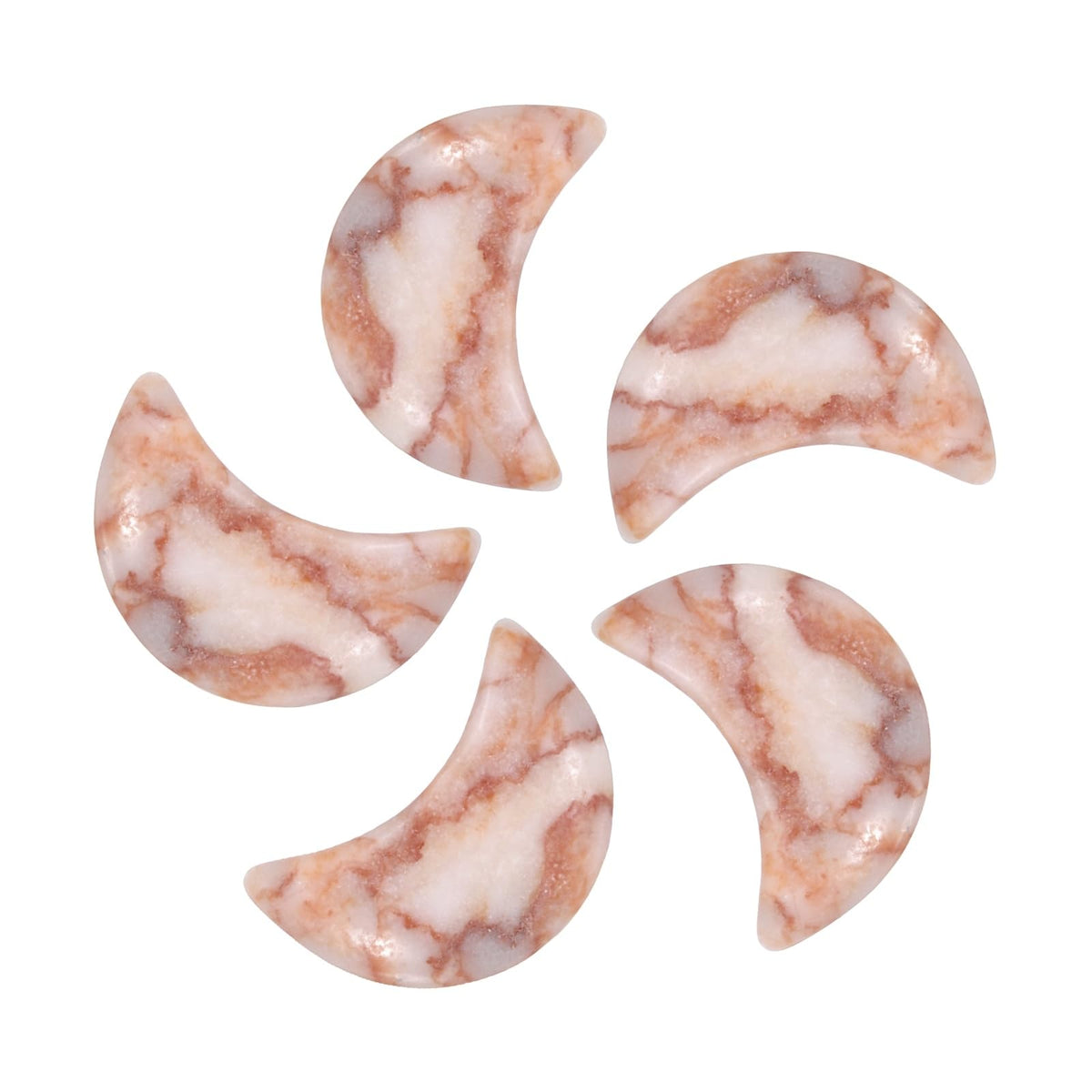 MECCANIXITY 5 Pcs Moon Crystal Worry Stone, 0.5 Inch Length Natural Web Jasper Moon Gemstone Bulk, Carved Pocket Stones for Meditation Balancing Pendant Decor