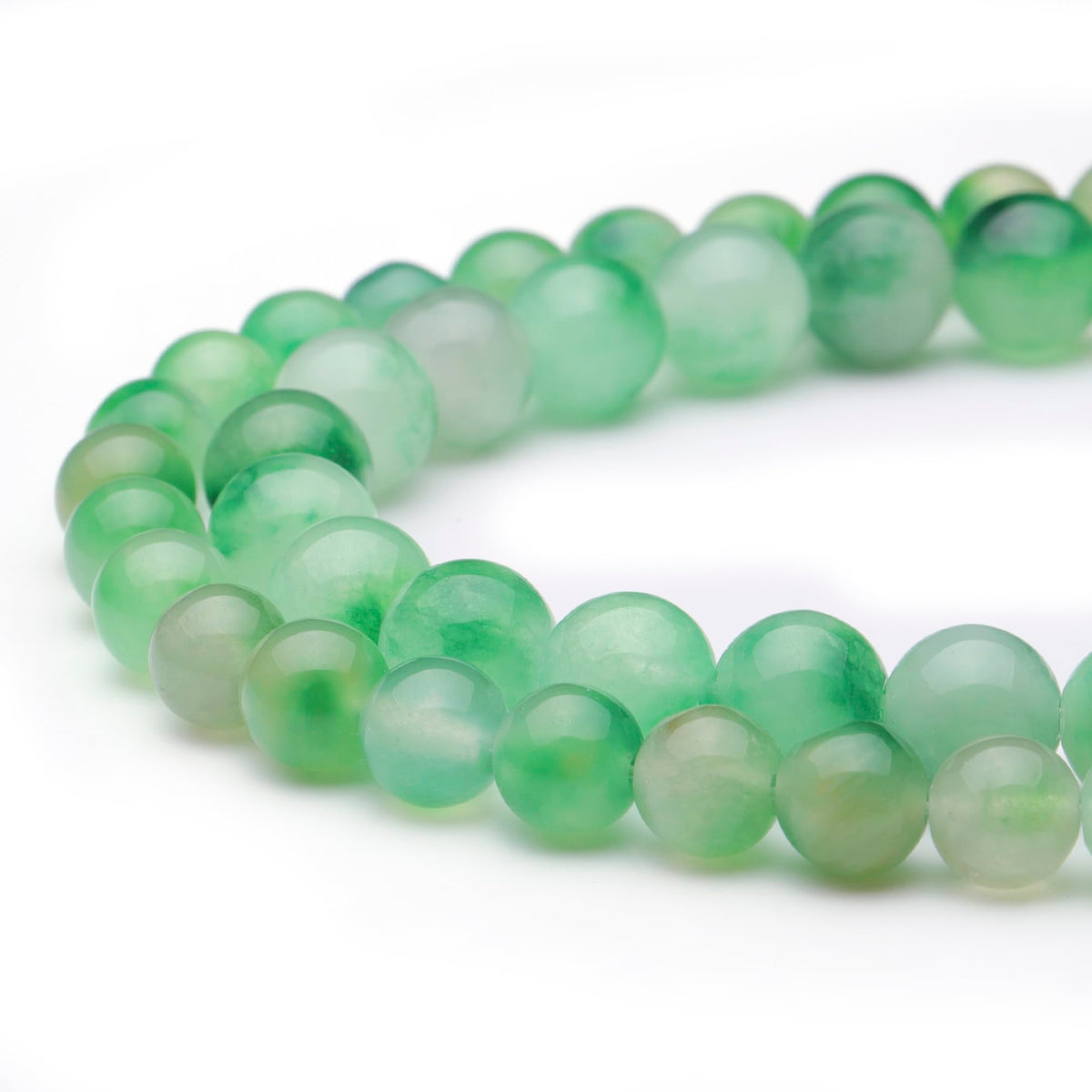 Youngbling Natural Gemstone Beads for Jewelry Making,10mm Green Flower Jade Polished Round Smooth Stone,Genuine Real Stone Red Beads for Bracelet Necklace 15 Inch(Green Flower Jade,10mm)
