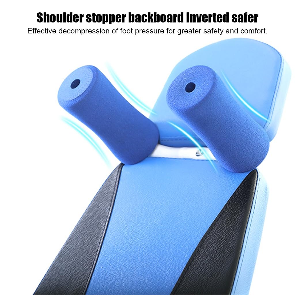 MAgiLL Heavy Duty Inversion Table 330 lbs Capacity with Adjustable Protective Belt Inversion Table for Back Pain Relief Updated (Color : Blue)