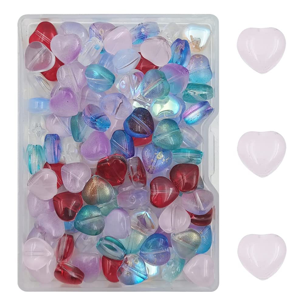 INSPIRELLE 100pcs Heart Crystal Glass Spacer Beads for Jewelry Bracelet Necklace Making, 8mm
