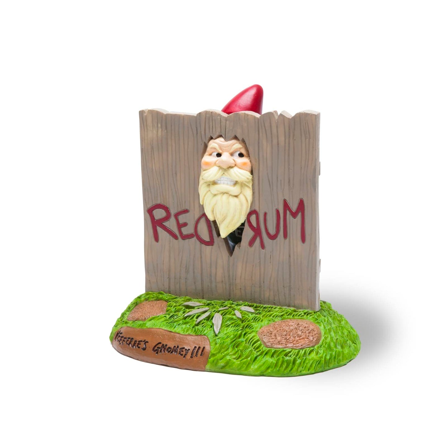 Shining Gnome Garden Gnome - Funny Gnomes for Outdoor Spaces - Weatherproof Redrum Scary Yard Statue - Horror Movie Lawn for Halloween Decorations - 9.5"