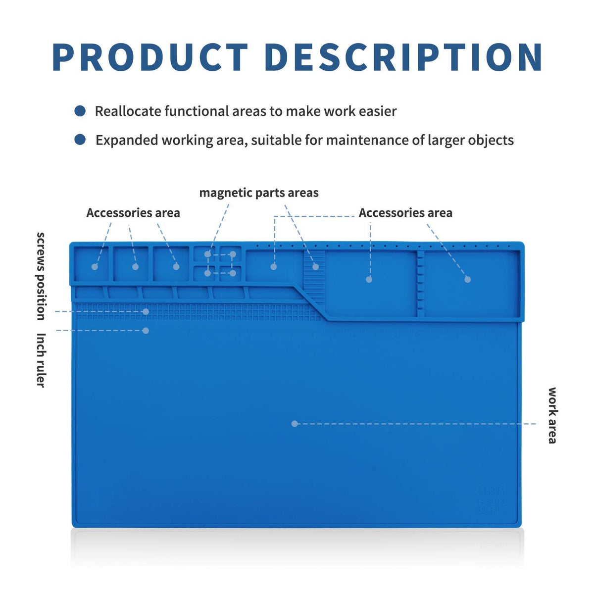 Hengtianmei Heat Insulation Silicone Repair Mat with Scale Ruler and Screw Position for Soldering Iron, Phone and Computer Repair Size: 22 x 14 Inches (H-203)