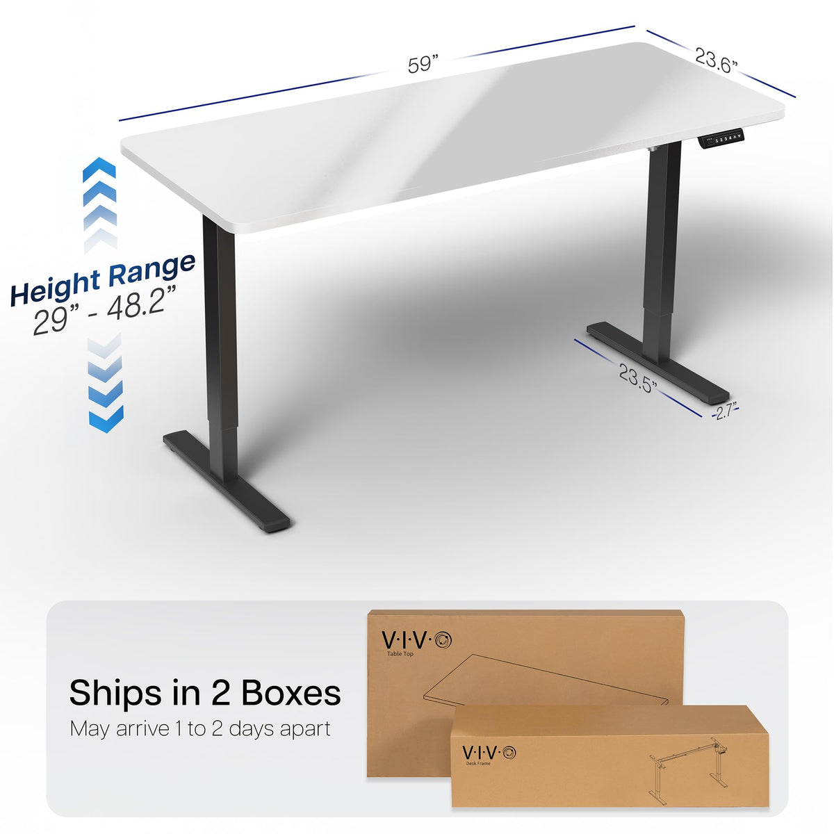 VIVO Electric Dry Erase 60 x 24 in Standing Desk, Memory Height Adjustment, 1B Series, Holds 220 lbs, Whiteboard Top Black Frame, DESK-KIT-1B6WE