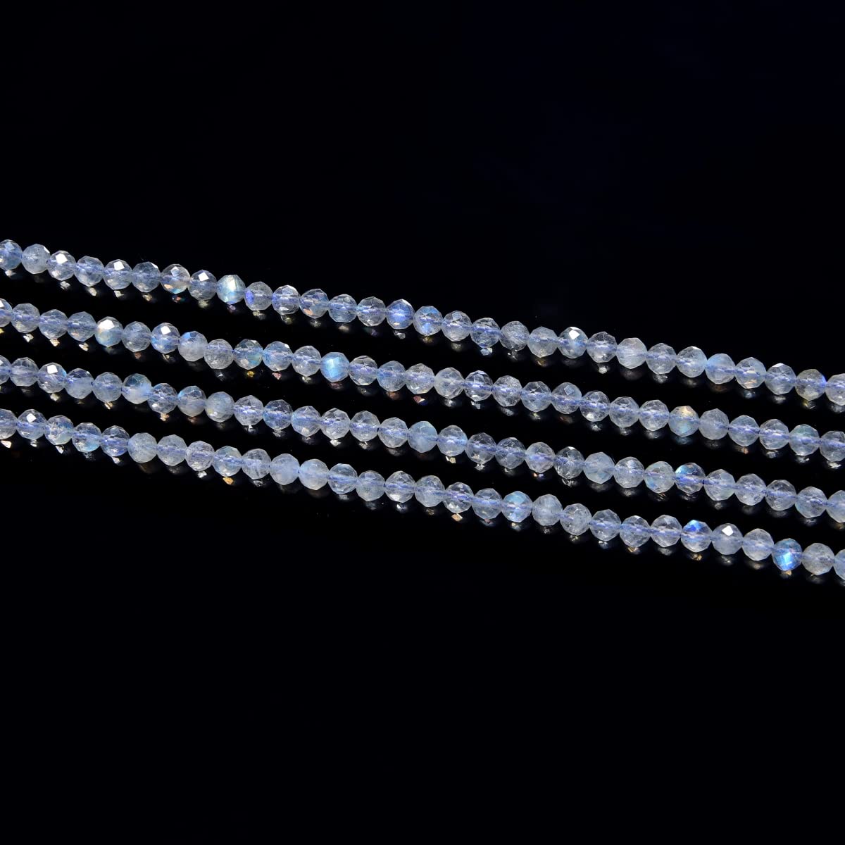 Adabele 15 Inch Natural Flashy Labradorite Healing Gemstone 4mm (0.16 Inch) Tiny Small Faceted Round Loose Beads Stone Spacer (85-95pcs) for Craft Jewelry Making GK4-5