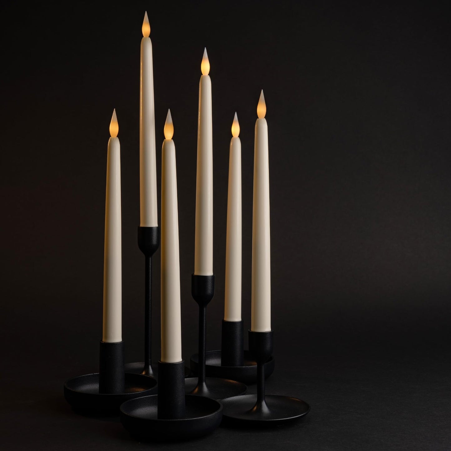 WYZworks 24 Pack, 11" LED Flameless Ivory Taper Flickering Candles Lights, Clickable On/Off Button, Battery Operated Electric Long Tall Candlesticks for Holiday Christmas Candelabra Wedding Window