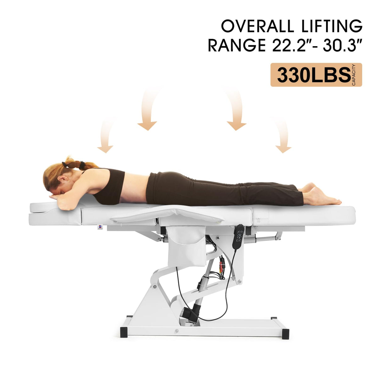 Artist hand Facial Bed for Esthetician MassageTable Beauty Bed Medical Aesthetic Tattoo Procedure Bed with 3 Motor Electrical Adjustments,White