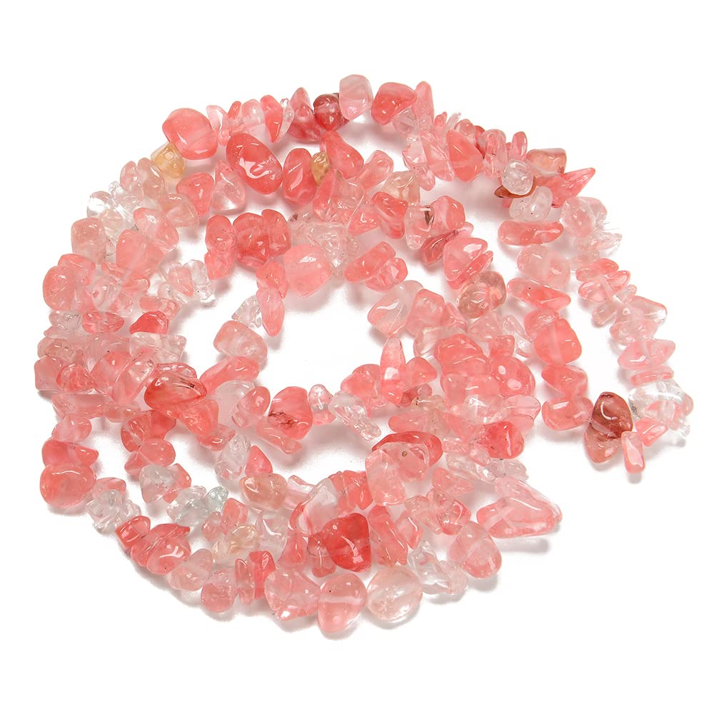 PLTbeads 7-8mm Natural Cherry Quartz Gemstone Chips Beads Healing Crystals Waist Bracelets Necklace Kit Irregular Stone DIY Crafts Design Jewelry Making