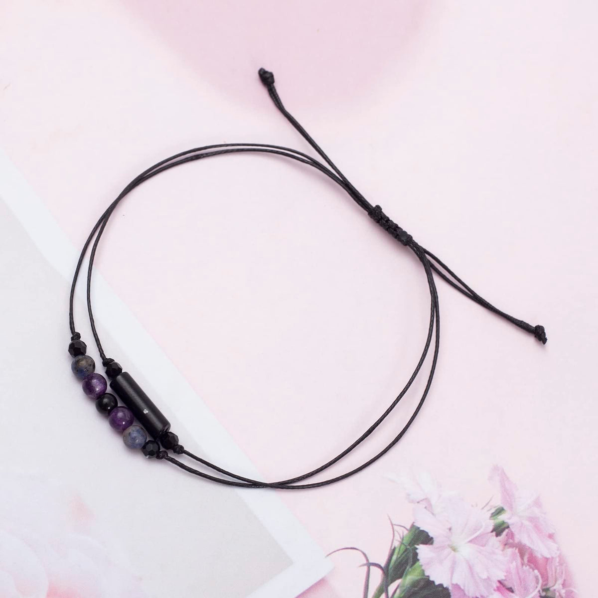MTJAHPS Protection Bracelet, empath protection, black obsidian Crystals and Healing Stones Bracelet for Women ，Luck ，Anxiety and Stress Clam Bracelet (Anxiety and Stress-1)