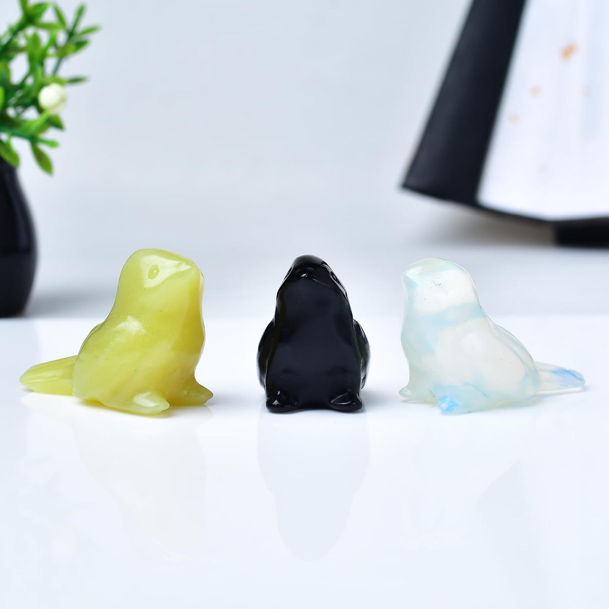 WUYOUSHI 2pcs Crystal Bird Figurines - Opal Sculptures Decorative Birds Crystal Animal Statues Home Decor Unique Bird Gifts
