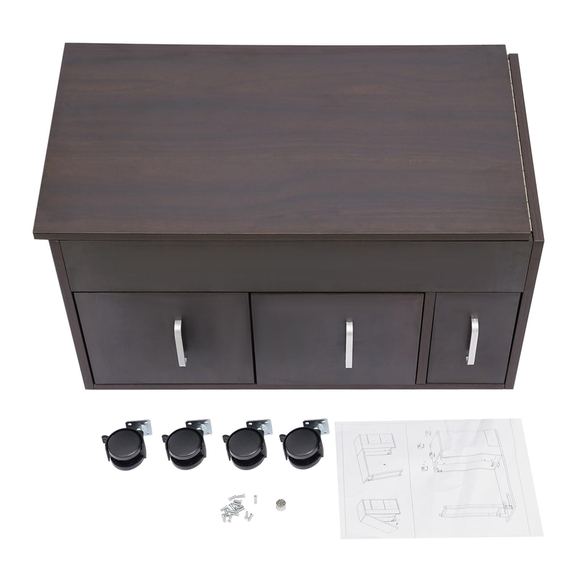 TREMENPOW Foldable Manicure Table, Single Station Nail Desk, Manicure Table with 3 Drawers & Wheels, 220lb Capacity, for Nail Salons, Beauty Spa, Home Office, Writing or Computer Desk