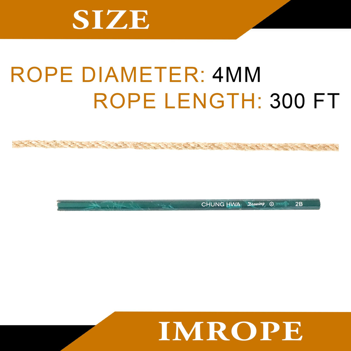 IMROPE 4mm x 300 Feet Natural Jute Rope, Twine for Gardening Tomato Climbing Plant Tie Floristry Crafts Gift Wrapping Packing Decor