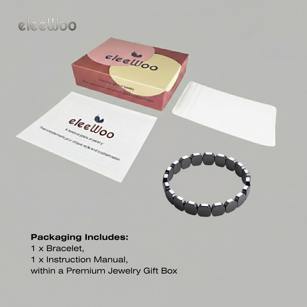 eleewoo Handmade 15mm Arrow Black Tourmaline Bracelet for Men Women, Bold Statement Grounding & Protection Crystal Jewelry, Beaded Stretch Bracelet in Premium Gift Pouch