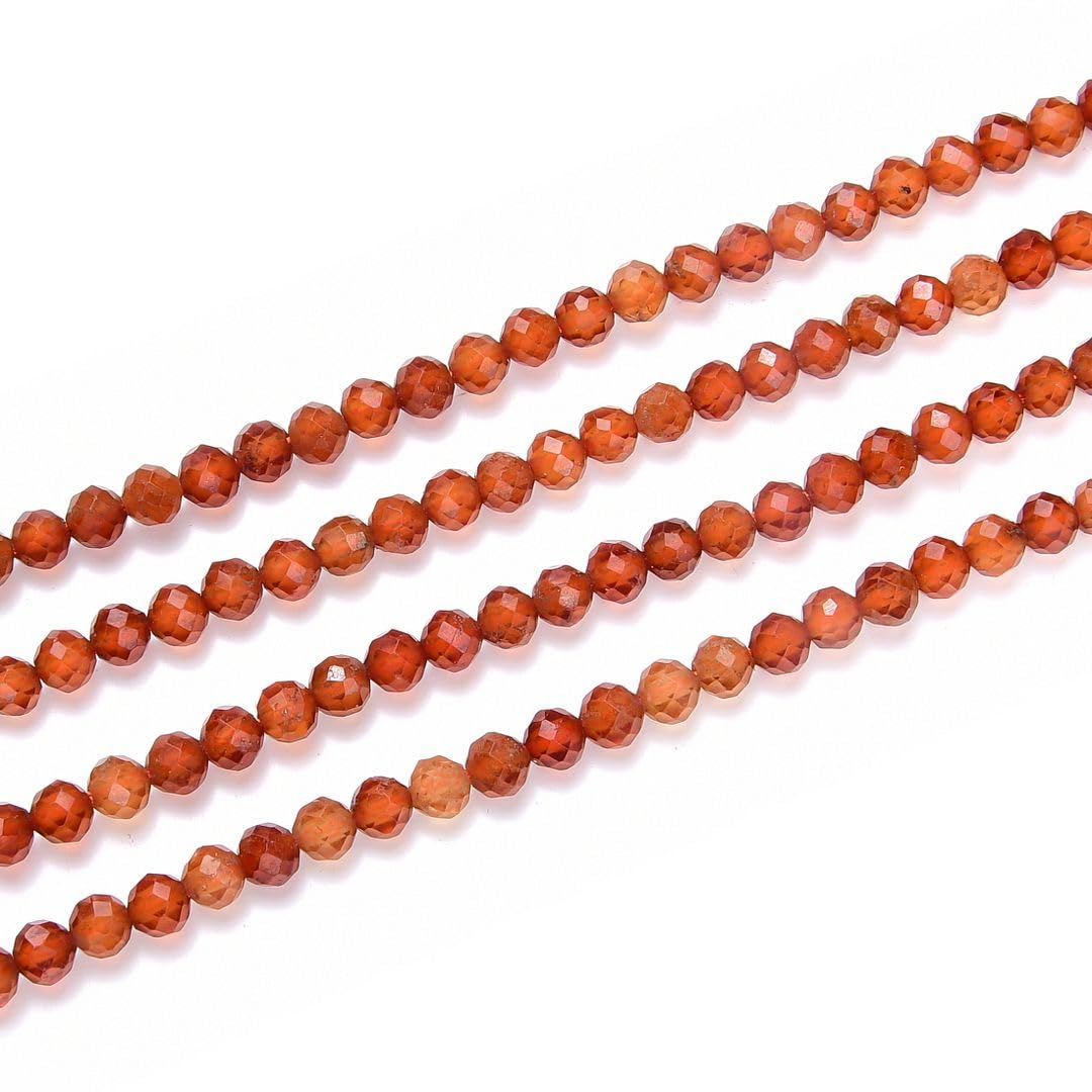 Adabele 15 Inch Natural Orange Spessartite Garnet Healing Gemstone 4mm (0.16 Inch) Tiny Small Faceted Round Loose Beads Stone Spacer (90-100pcs) GK4-23