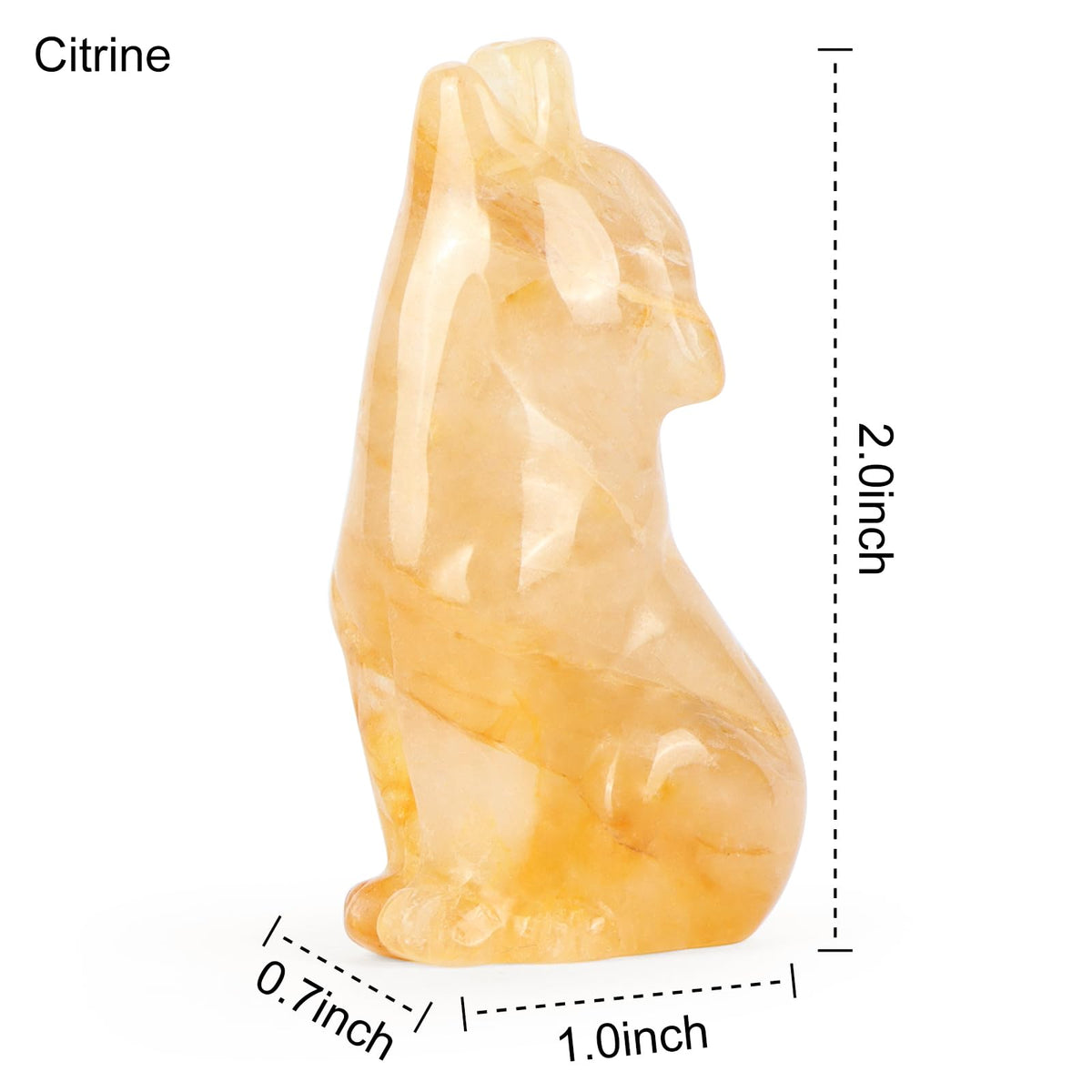 Artistone Citrine Wolf Statue, 2" Natural Crystal Howl Wolves Figurine Decor for Home Office Healing Gemstone Reiki Pocket Animal Sculpture Ornament with Gift Case for Women, Men