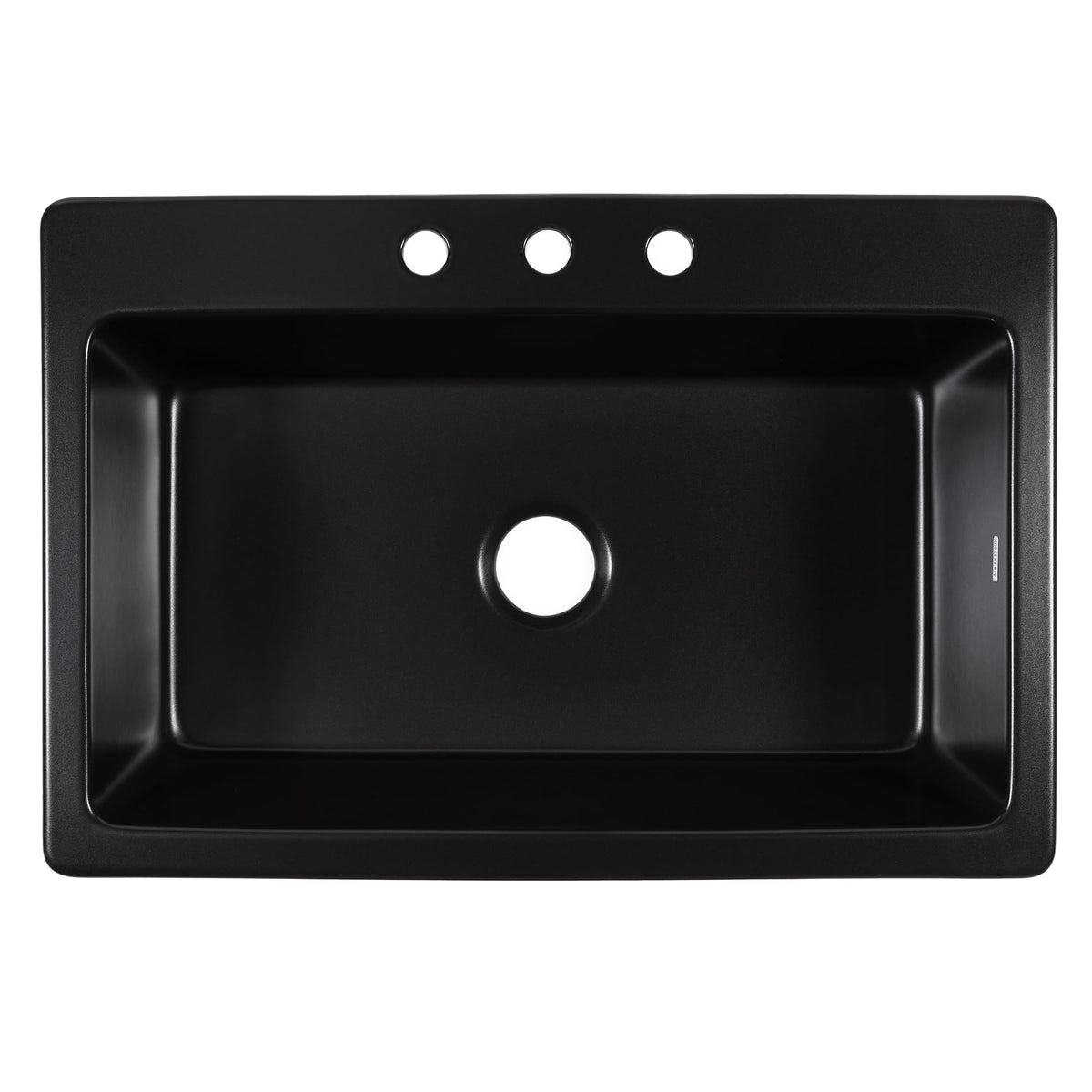 Sinkology Jackson Matte Black Fireclay Drop-In Kitchen Sink - 33 Inch Single Bowl - SureFire Fireclay Won't Chip, Crack, or Stain - 3-Hole - Sinkology Everyday Warranty - Fits 36 Inch Cabinet