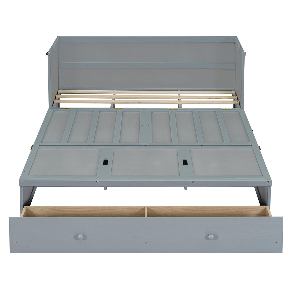 Bellemave Queen Murphy Bed Cabinet Bed, Solid Bed with Storage Drawer, Queen Size Bed with USB Ports, Chest Wall Murphy Bed with Drawer (Gray, Queen)