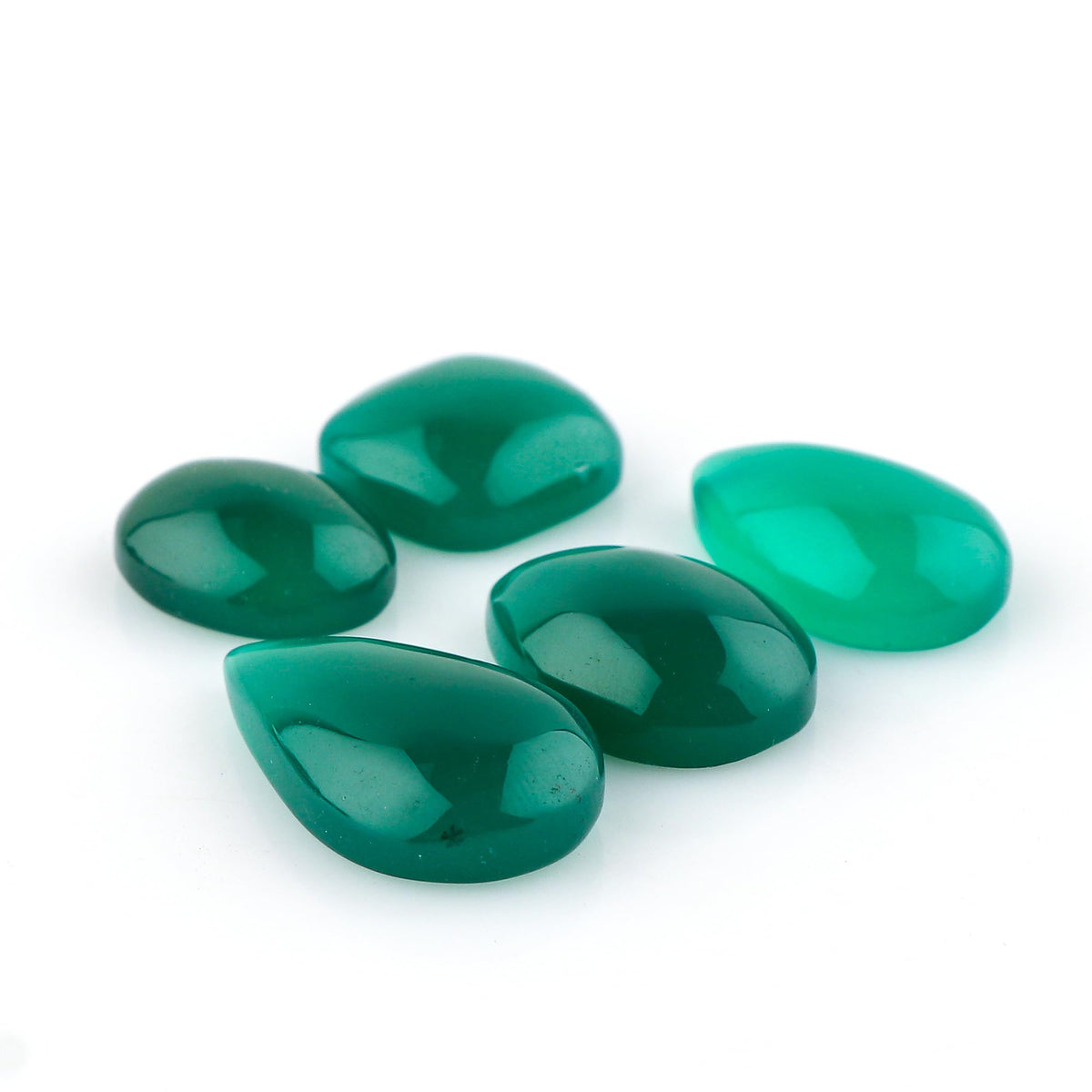 CRYSTALINES 5pcs Wholesale Cabochon, Natural Green Onyx Gemstones, Healing Crystals, Polished Stones, DIY Craft, Bulk Loose Supply, Jewelry Making, Gem Collection, Worry Stone