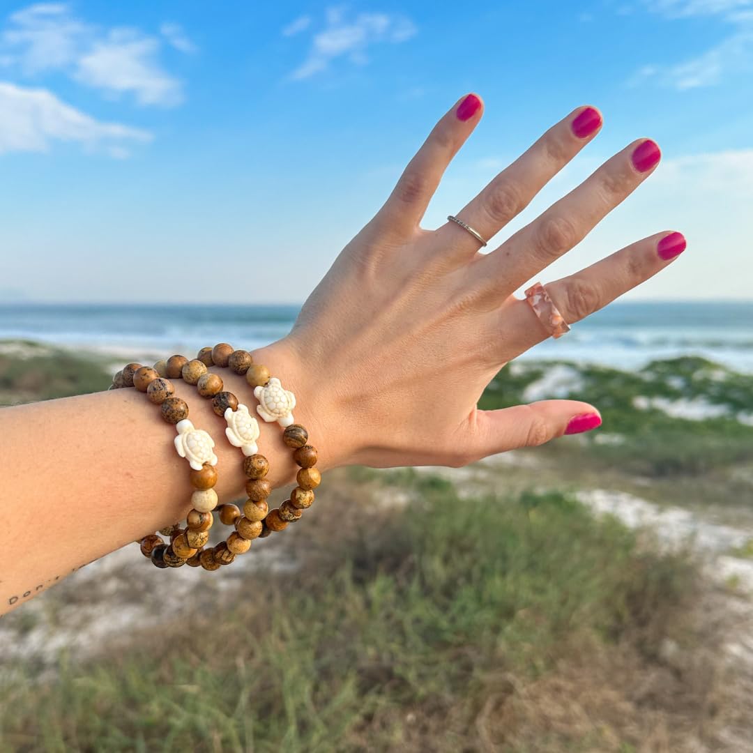Fahlo Sea Turtle Tracking Bracelet – Track a Real Sea Turtle’s Journey – Supports Wildlife Conservation – Elastic, One Size Fits Most – on Interactive Mobile App Map – Unisex Ocean Conservation Gift (Sky Stone)