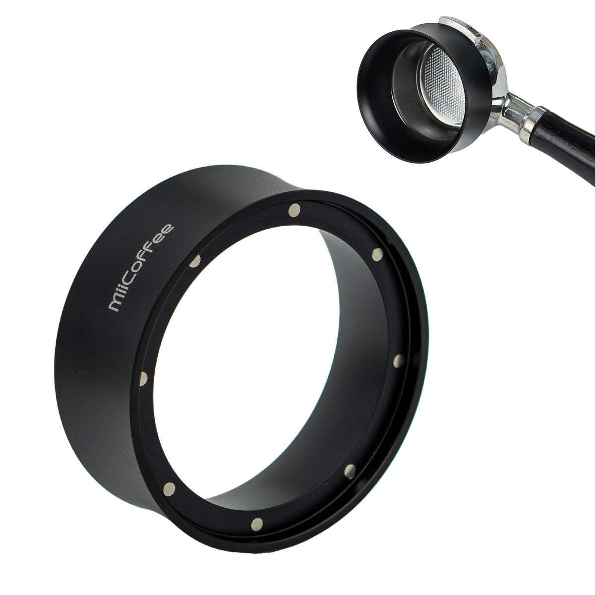 MiiCoffee 58mm Magnetic Dosing Funnel - Espresso Coffee Dosing Ring - Anodized Aluminum with 9 Magnetized Steel Compatible with 58mm Portafilter (Tall)