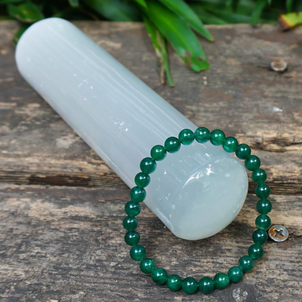 TaHLga 6mm Emerald Bracelet | Natural Green Heart Chakra Crystal Beads - Handmade Gemstone Meditation Bracelet for Abundance & Love & Luck | Beading Tool Kit - Fits for 6-7 inch Small Wrist Size