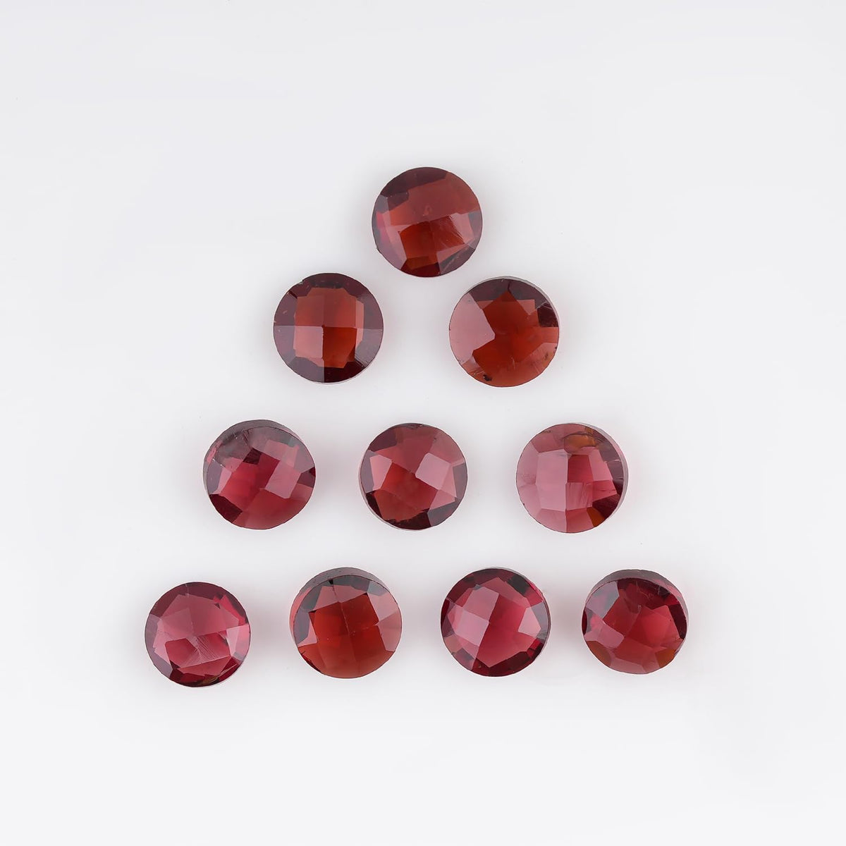 CRYSTALINES 10pcs, Natural Garnet Gemstone Crystals Cutstones, Bulk Brilliant-Cut Round Stone for Jewelry Making, DIY Crafting, Wholesale Loose Supplies, Gem Collection, Giftgiving, 6mm