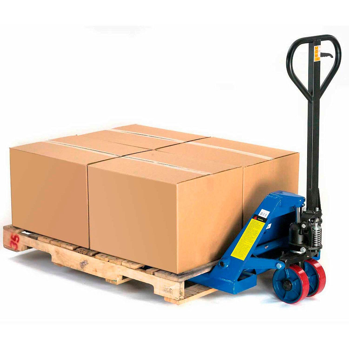 Global Industrial High Capacity Pallet Jack with 27" W x 36" L Forks, 6600 Lb. Capacity, Manual Duty Truck for Warehouse, Manufacturing and Retail, Blue Powder Coat Finish